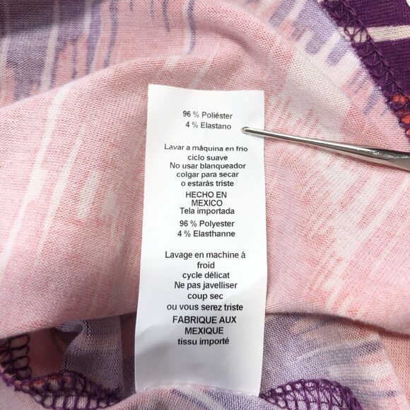 Lularoe Carly Sz XXS Short Sleeve Dress Purple Orange Multicolored Print Hi-Low - Picture 7 of 7